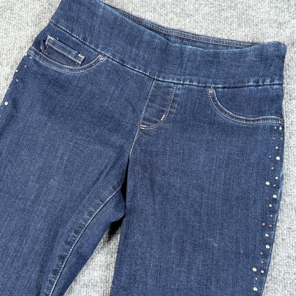 Lee Size 4 Petite Slim Fit Sculpting Midrise Pull On Capri Jeans Embellished